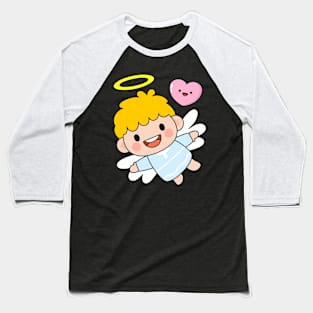 Cute Little Boy Angel Flying In Sky Fairy Tale Baby Christmas Angel Baseball T-Shirt